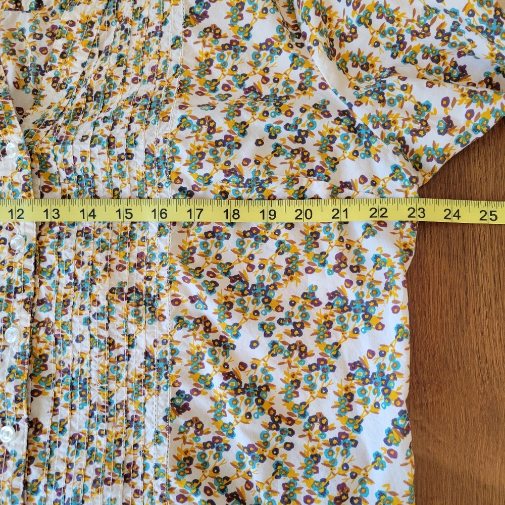 Merona Womens Floral Tunic Smocked Button Front V-neck Shirt XXL - Picture 12 of 14
